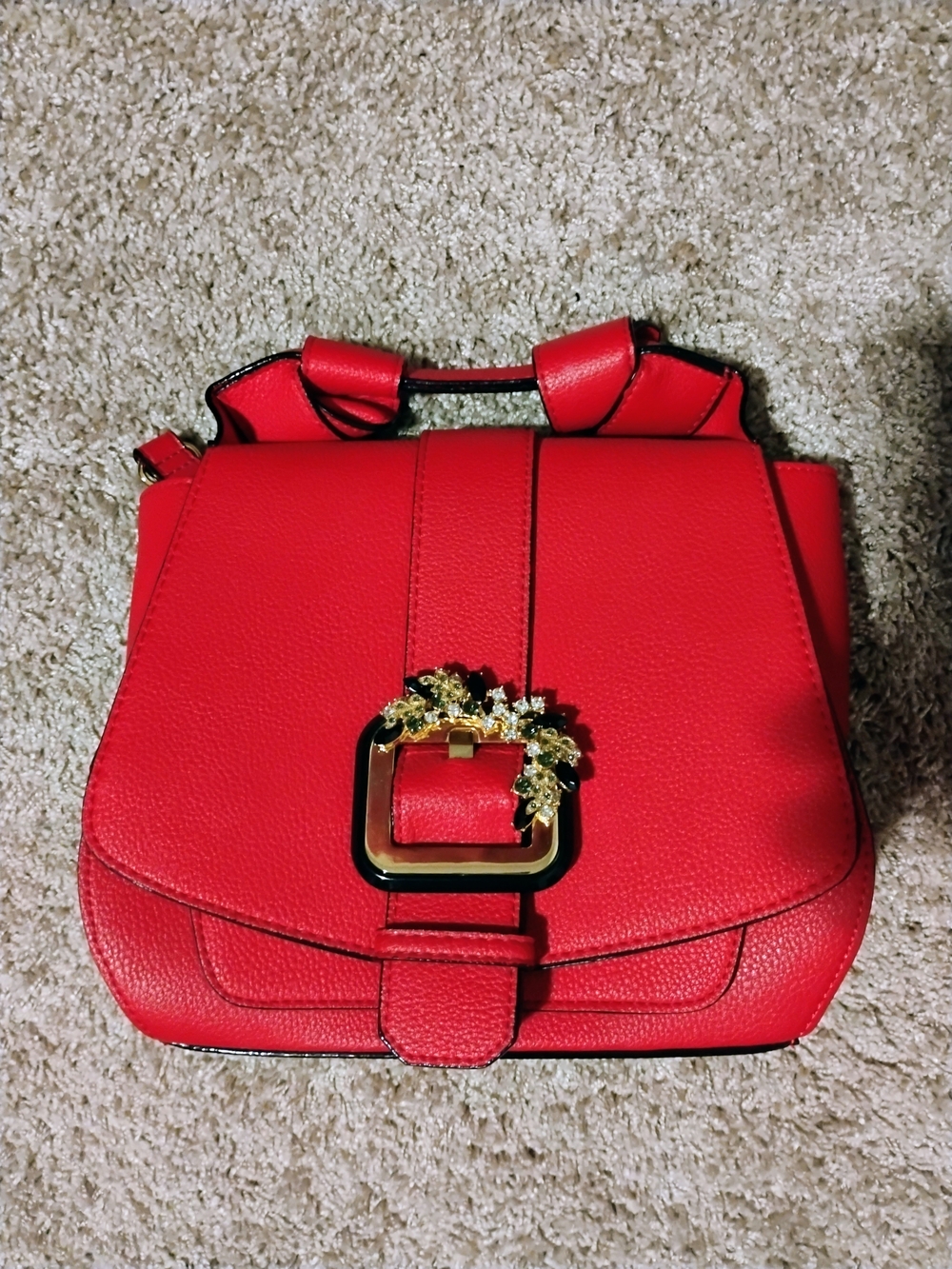 Gianni Bini Red Women's Crossbody Bag with Gold Buckle